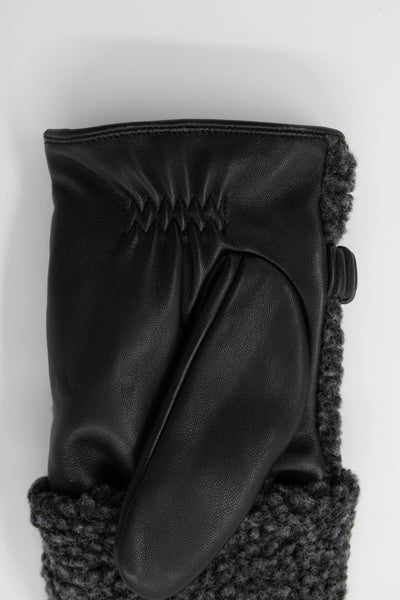 COURTNEY LEATHER CONVERTIBLE 2 IN 1 GLOVES - black