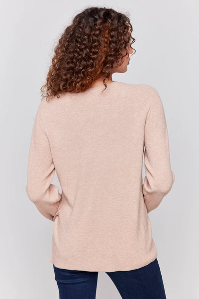 V-NECK SWEATER WITH GROMMET DETAIL