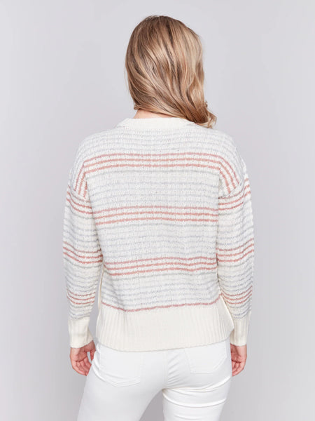 STRIPE SWEATER WITH SIDE BUTTONS