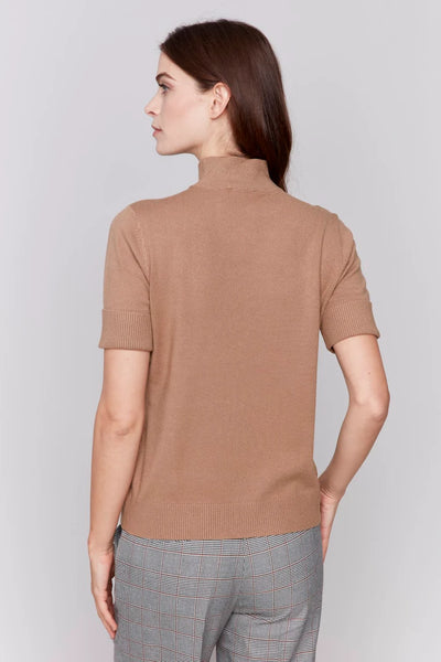 SHORT SLEEVE MOCK NECK SWEATER