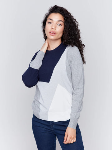 COLOUR BLOCK CREW NECK SWEATER