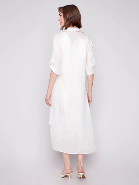 Foil Print Linen Blend Tunic Dress