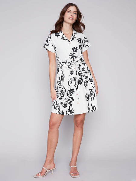 PRINTED BUTTON FRONT DRESS