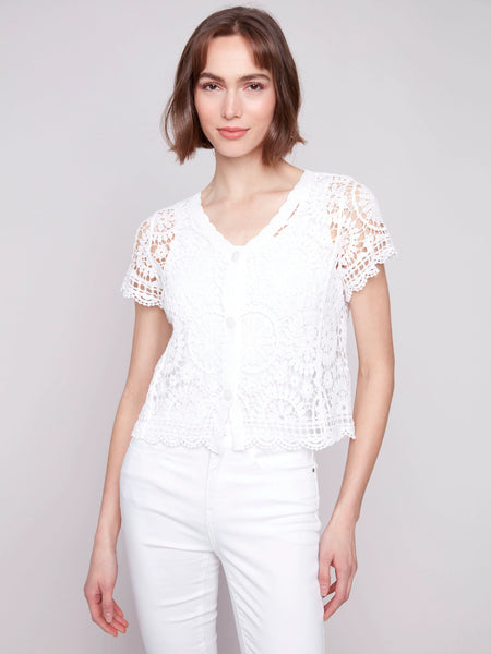 Short Sleeve Crochet Bolero Cardigan