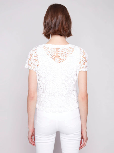 Short Sleeve Crochet Bolero Cardigan