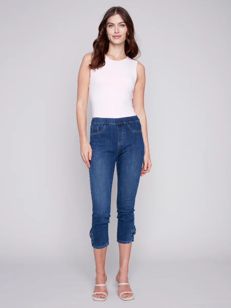 CROP PANT WITH SIDE BOW
