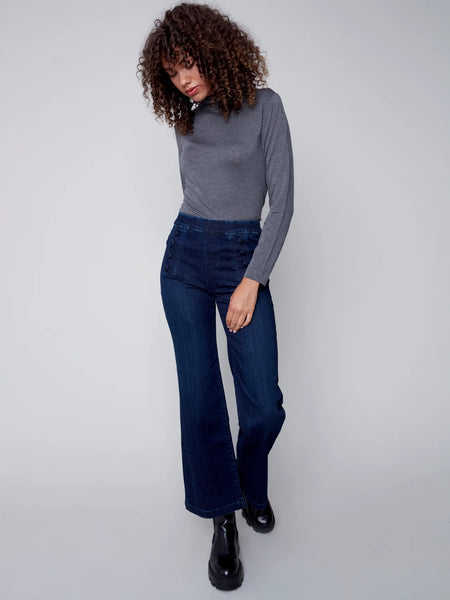 FLARE PANT WITH SIDE BUTTONS
