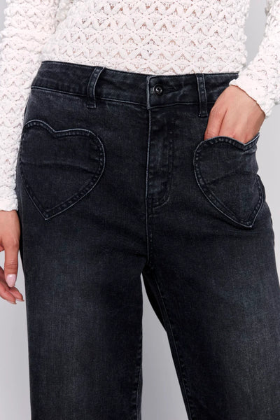 JEANS WITH HEART SHAPED POCKETS