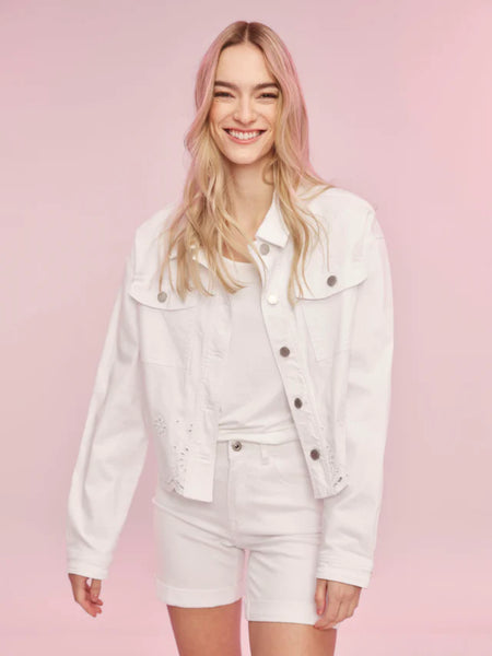 Twill Scalloped Eyelet Jacket
