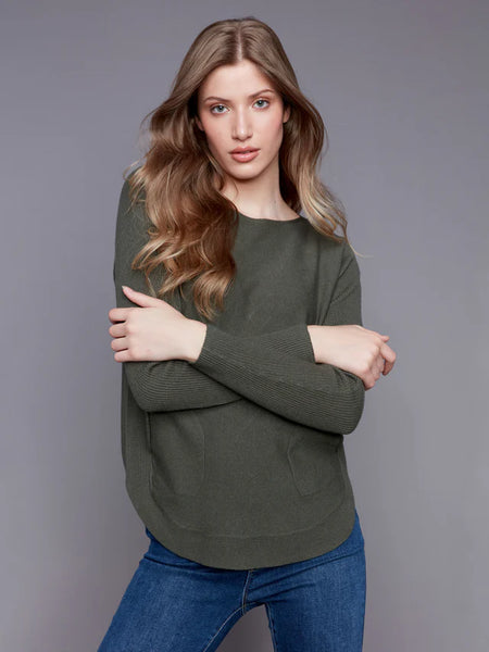 KNIT SWEATER WITH BACK LACE-UP DETAIL