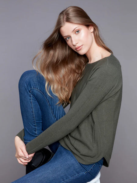 KNIT SWEATER WITH BACK LACE-UP DETAIL