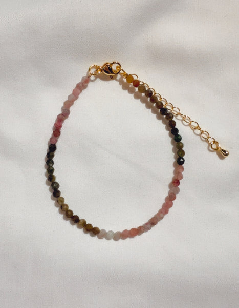 Rainbow Tourmaline Beaded Bracelet