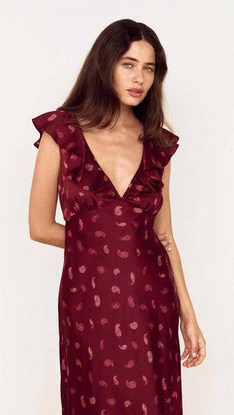 ARIES RUFFLED MIDI DRESS