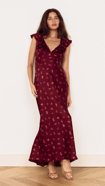 ARIES RUFFLED MIDI DRESS