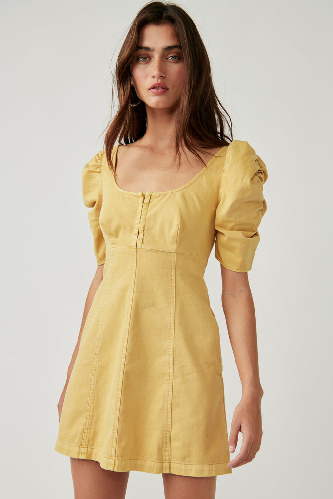 cheyenne denim mini dress Free People Cheyenne Denim Mini in Ivory