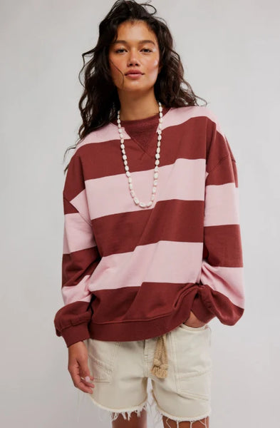 We The Free Classic Striped Oversized Crewneck