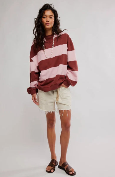 We The Free Classic Striped Oversized Crewneck