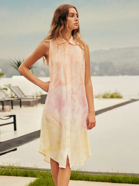 TIE DYE BUTTON FRONT DRESS