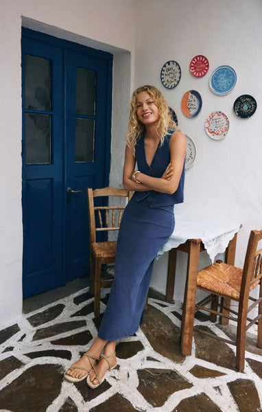 Gail Jersey Denim Midi Skirt