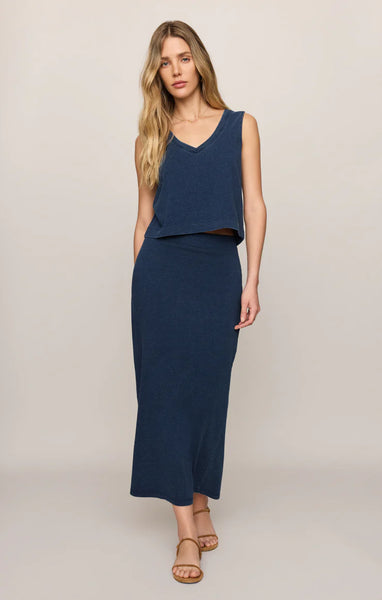 Gail Jersey Denim Midi Skirt