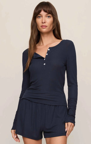Just Right Rib Henley Top