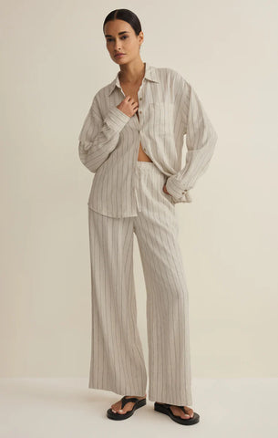 Henri Striped Linen Wide Leg Pant