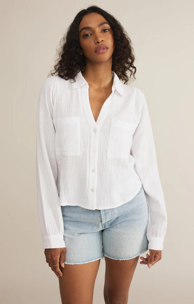 CAMPO BUTTON UP GAUZE TOP