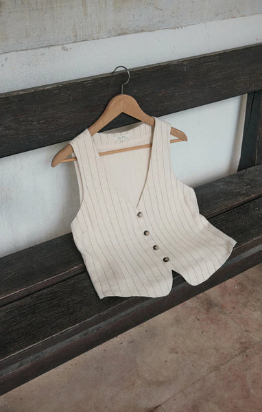 BELFORT PINSTRIPE LINEN VEST