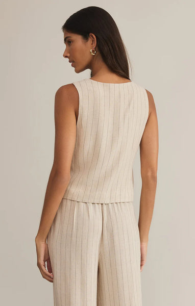 BELFORT PINSTRIPE LINEN VEST