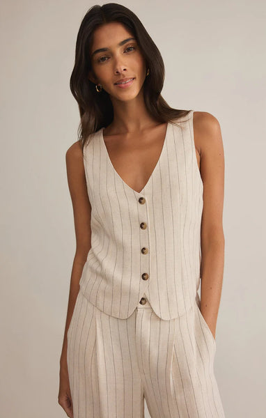 BELFORT PINSTRIPE LINEN VEST