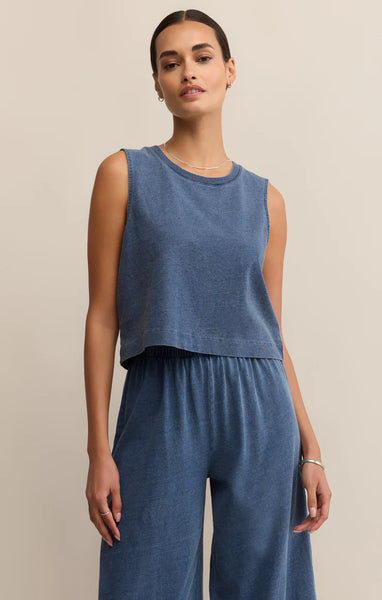 Sloane Jersey Denim Muscle Tank