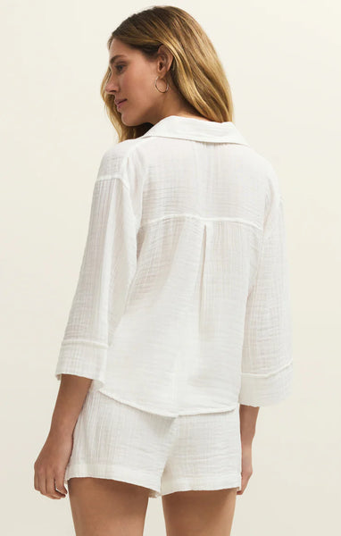 Helena Airy Gauze Button Up