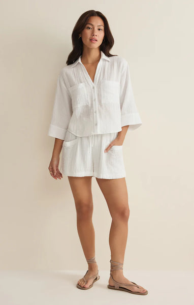 Helena Airy Gauze Button Up