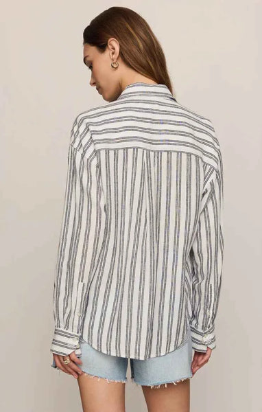 The Perfect Striped Linen Button Up