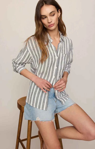 The Perfect Striped Linen Button Up