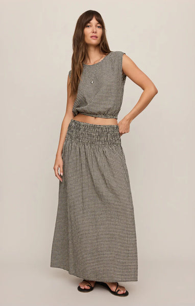Merit Cropped Gingham Linen Top