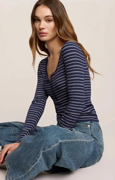 Andie Striped Henley Top