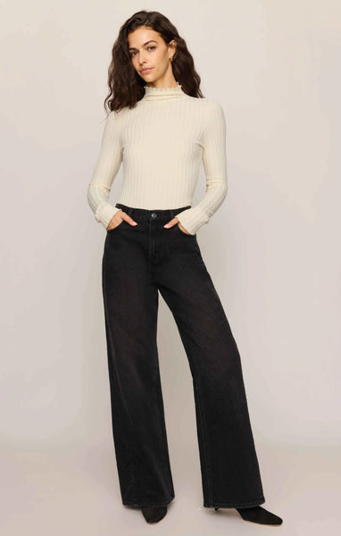 Hattie Silky Rib Mock Neck Top