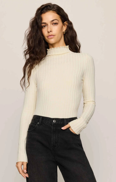 Hattie Silky Rib Mock Neck Top