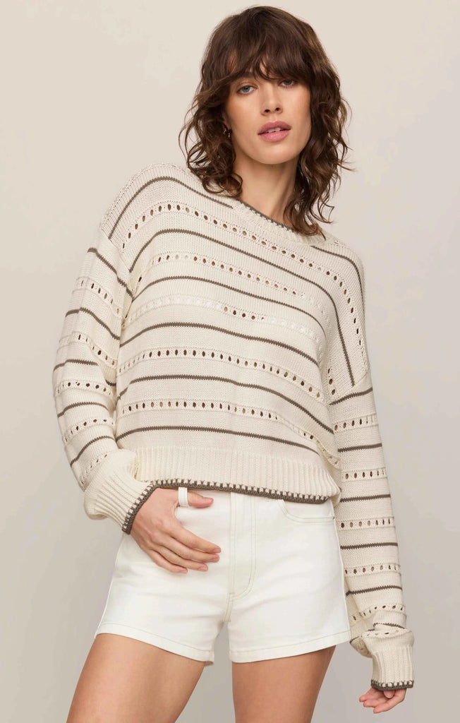 Darby Stripe Pointelle Sweater