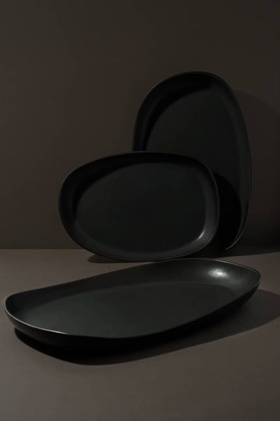 Mini Handmade Long Stoneware Serving Platters  | Dadasi: Matte White / Small