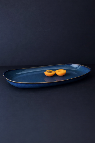 Mini Handmade Long Stoneware Serving Platters  | Dadasi: Matte Black / Small