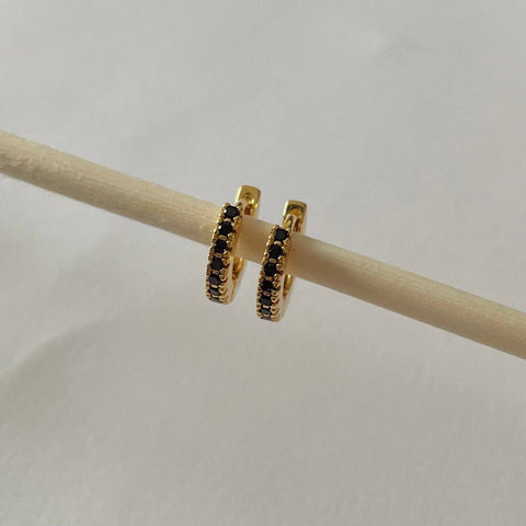 Tara Huggies Gold- Black Zirconia