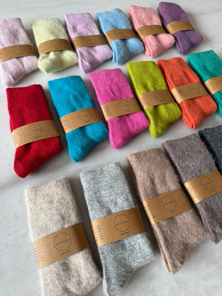 FLUFFY ANGORA SOCKS : Dark Mushroom