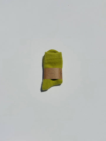 FLUFFY ANGORA SOCKS - CRYSTALS: Olivine
