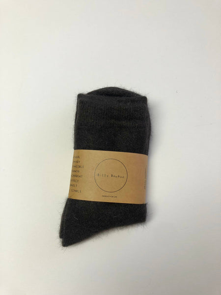 FLUFFY ANGORA SOCKS - NEUTRAL: Dark gray