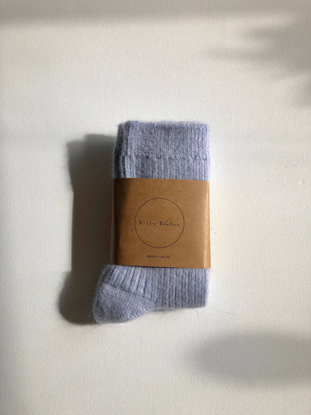 ANGORA WOOL SOCKS - snow pastel: Sky 🌧 / One size - M/L