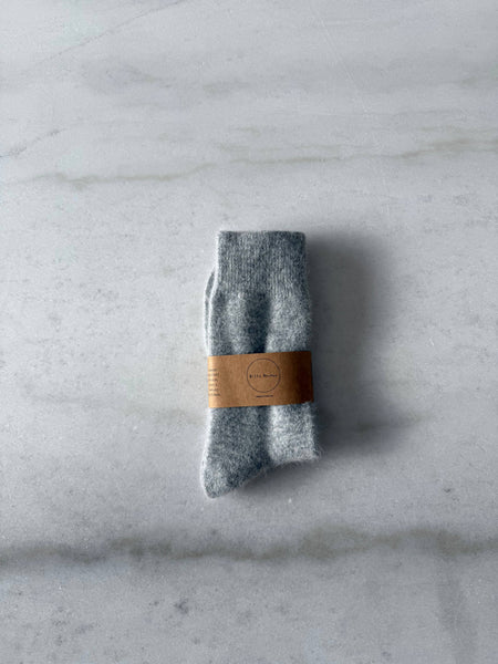 FLUFFY ANGORA SOCKS : Oatmeal