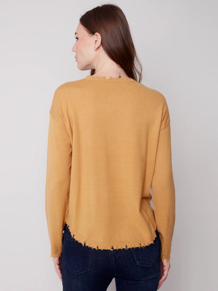 SWEATER WITH FRAYED EDGE DETAIL