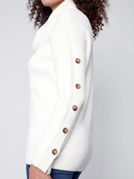 TURTLENECK WITH BUTTON SLEEVE DETAIL